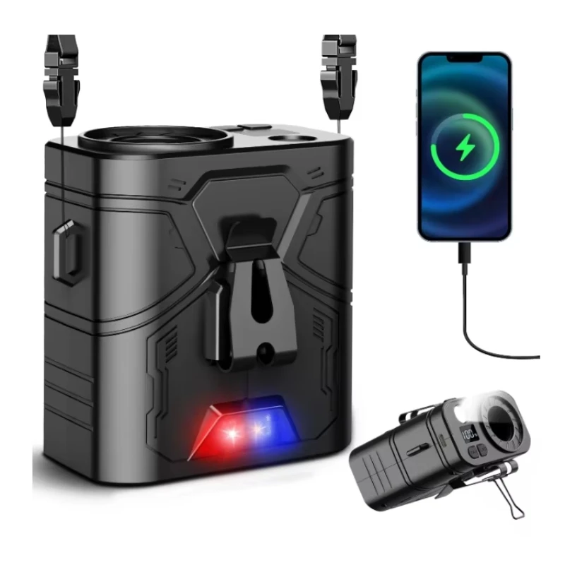 2 in 1 Clip-On Waist Fan and Power Bank 10000mAh - Portable Outdoor Fan with LED Lighting for Cycling/Hiking/Camping