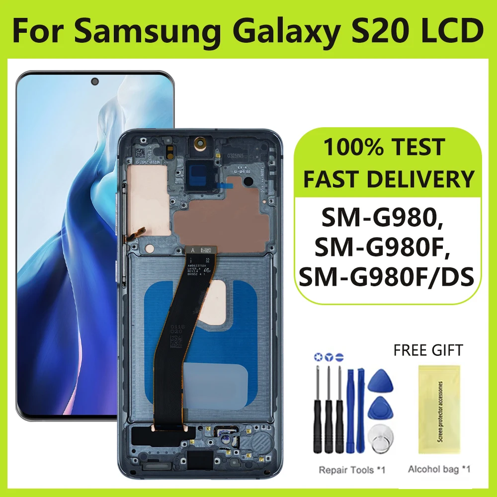 Super AMOLED LCD For Samsung Galaxy S20 G980 G980F LCD Display Touch Screen Assembly Digitizer Replacement