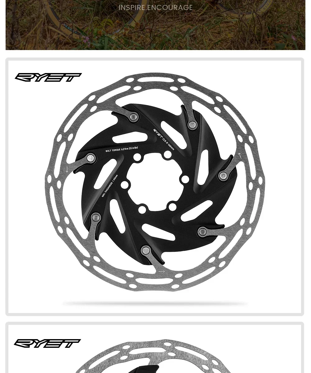 2025 RYET Fahrrad-Bremsscheiben, 6 Bolzen und Mittelsperre, 140 mm/160 mm, MTB, Rennrad, Fahrradteile, Scheibenbremsscheiben, Fahrradzubehör – Detail 8