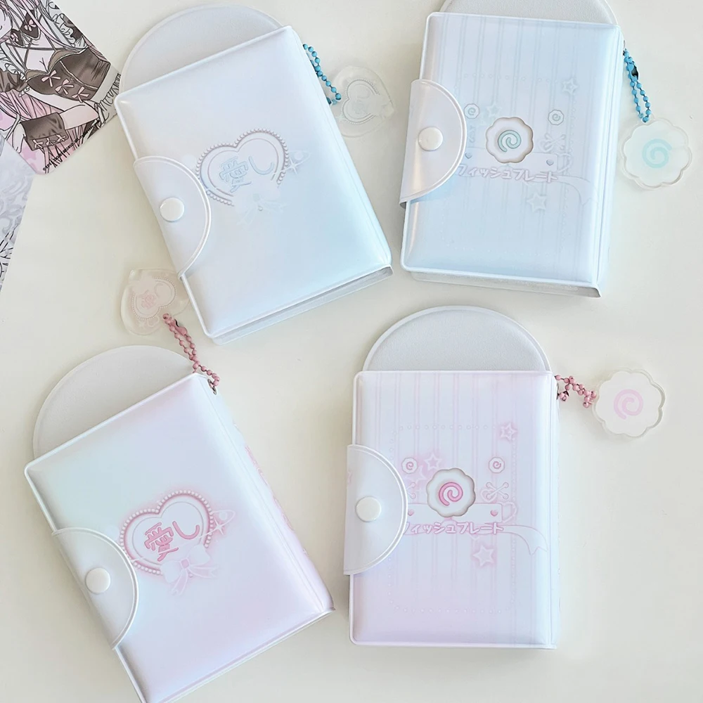 INS Sweet Pink Blue photoward Holder con ciondolo Cartoon Hollow Photo Album inidol Card Holder Collection Book Storage Case