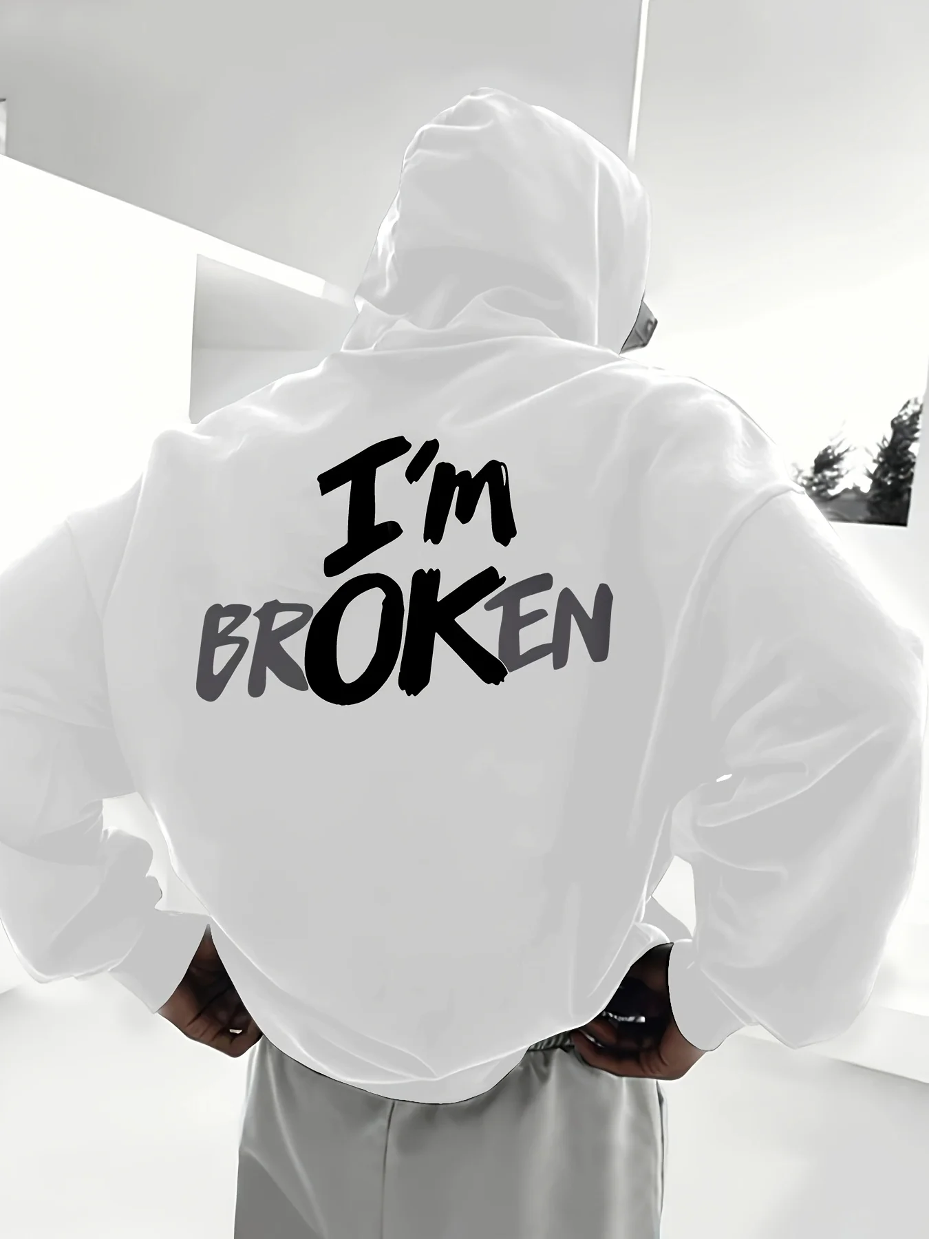 2025I'm Broken Text Bedruckte Hoodies Damen Bedruckte Tops Lose Lässige Weiche Bequeme Tops Atmungsaktive Outdoor-Sportpullover
