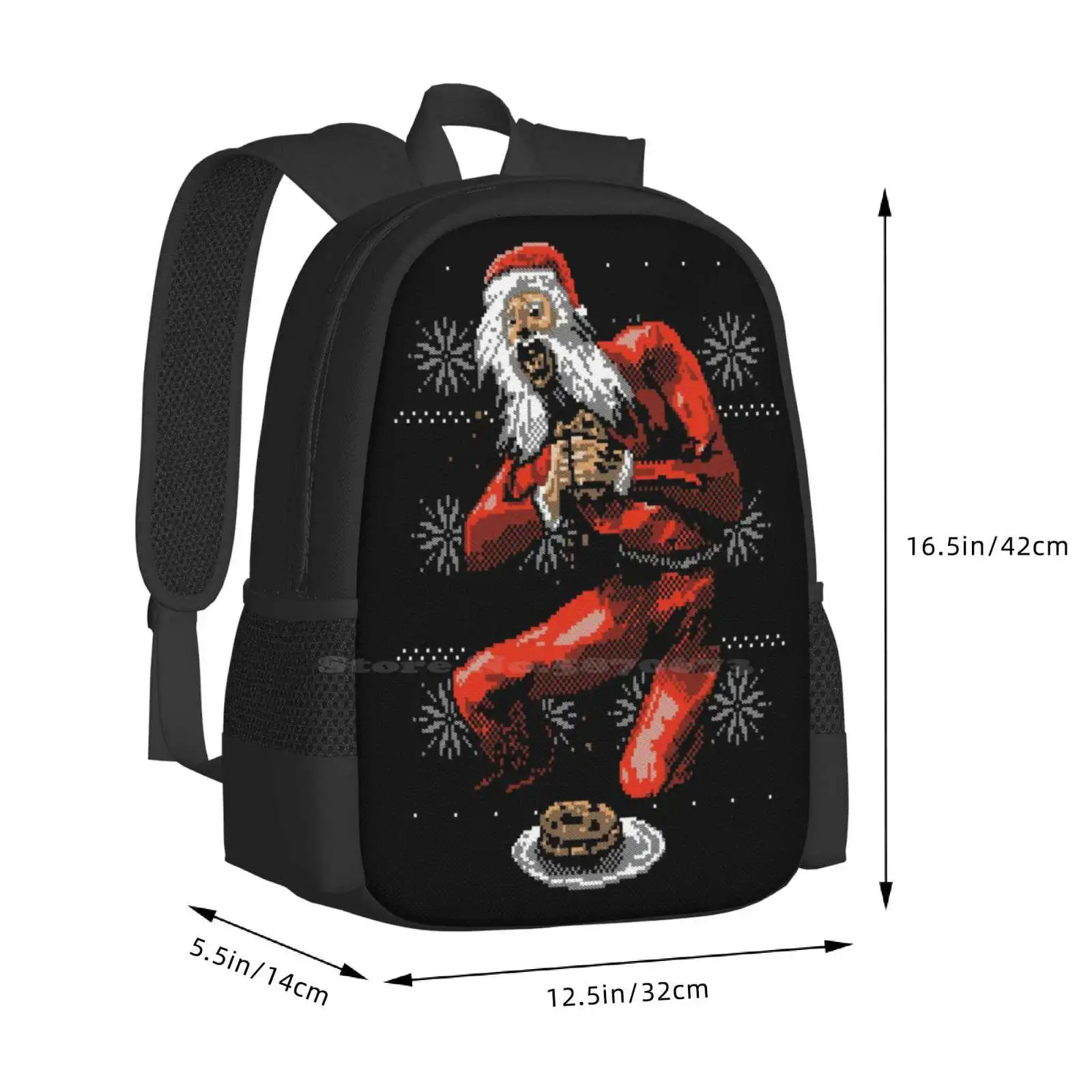 Santa Devouring His Cookies Pattern Design Laptop Travel School Bags Christmas Santa Holidays Ugly Sweater Saturn Mythology