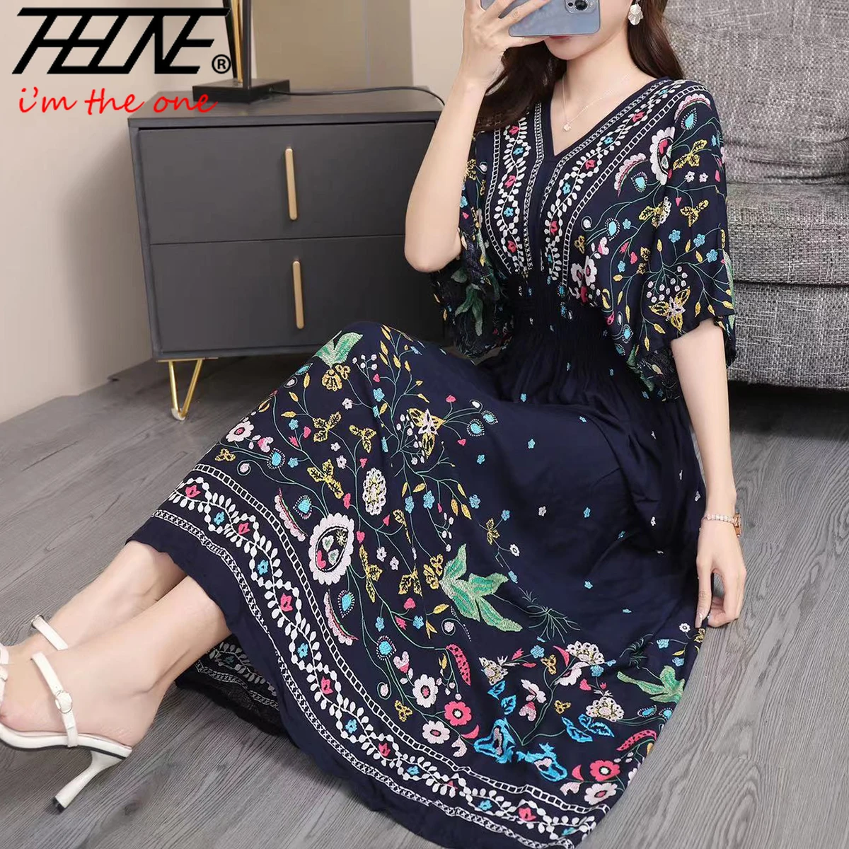 Bohemian floral Fashion Summer Dress 2024 Women Maxi long beach holiday travel Indian Clothes vestidos Para Mujer Vintage Casual