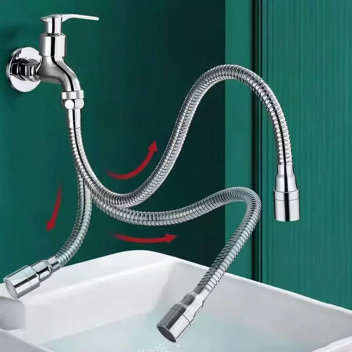 Stainless Steel 360° Universal Faucet Extender Anti-Splash Head Nozzle Aerator Bendable Sink Extension Hose Kitchen Accessories