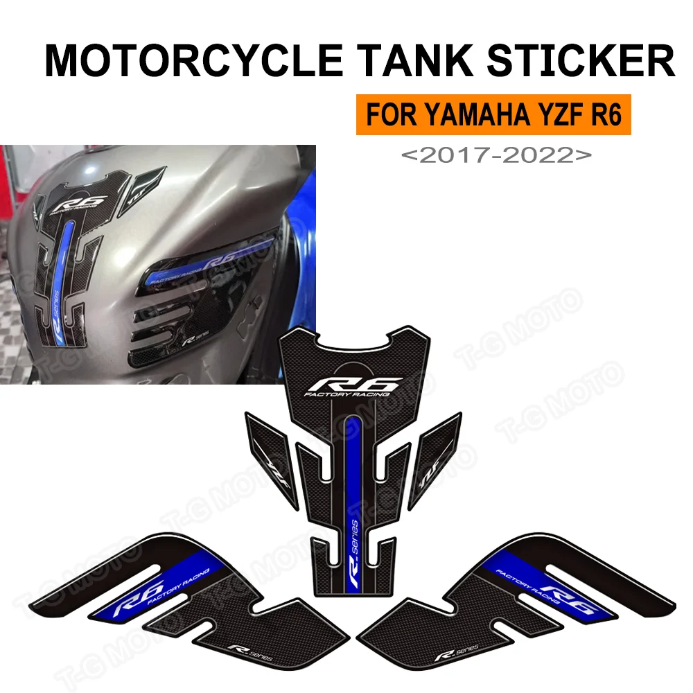 

For YAMAHA YZF-R6 YZF R6 YZFR6 Motorcycle Fuel Oil Tank Pad Knee Stickers Protection Decal Kit 2017 2018 - 2021 2022