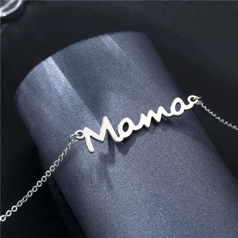 Collar con colgante de letras de acero inoxidable para mujer, regalos de amor para madres, joyería para mamá, accesorios de envío directo, Bisutería