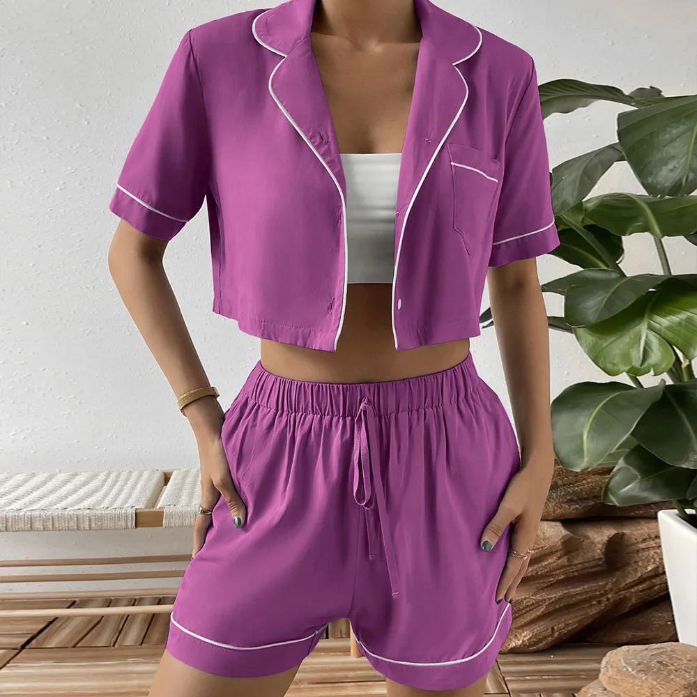2025 Spring and Summer New Casual Comfortable Short Sleeve Tops Shorts Home Clothes Set Women Pjamas for Women