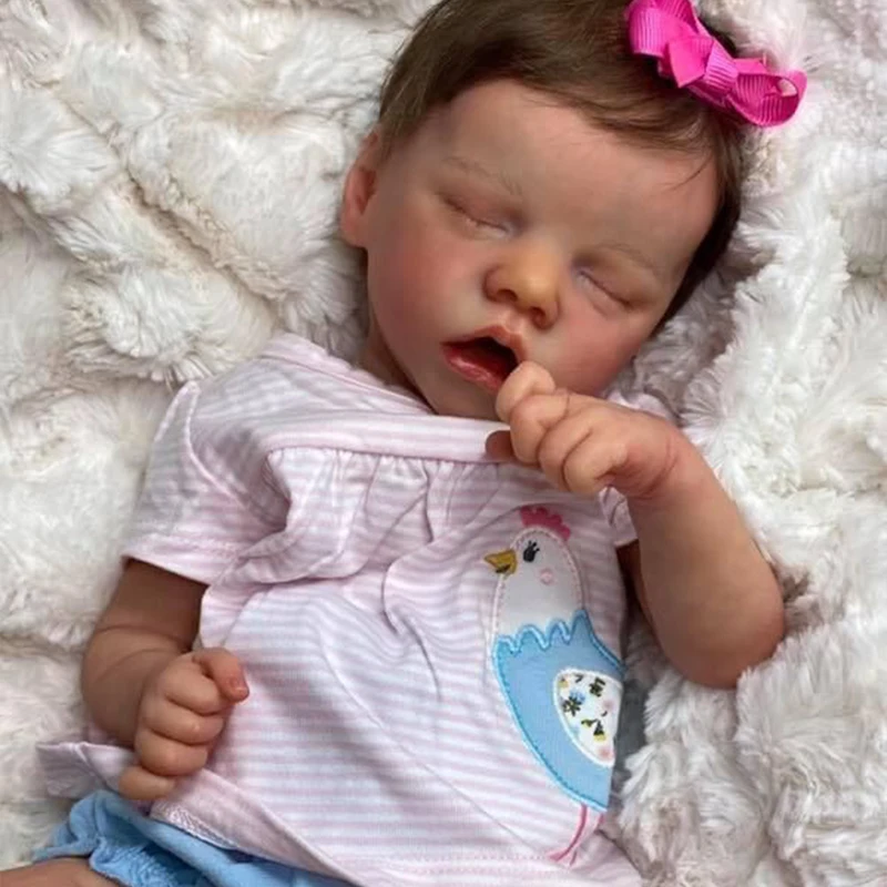 

18 inch Full Body Silicone Baby Reborn Doll Twin A Bebe Reborn Girl Alive Real Hand Rooted Hair Play House Toy Gift