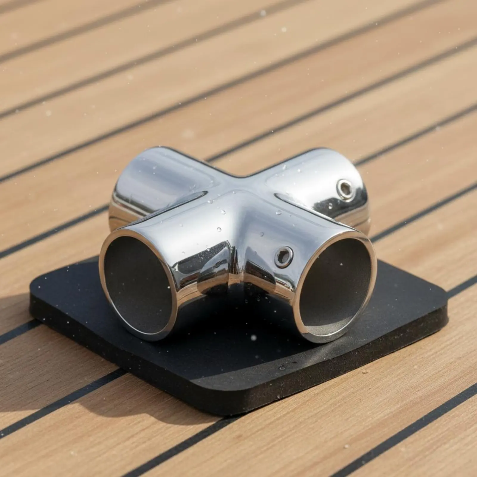 

Four-Way Cross Tube Connector Polished Finish Four-Way Cross Pipe Connector Boat Handrail Fitting Easy Installation for Yacht