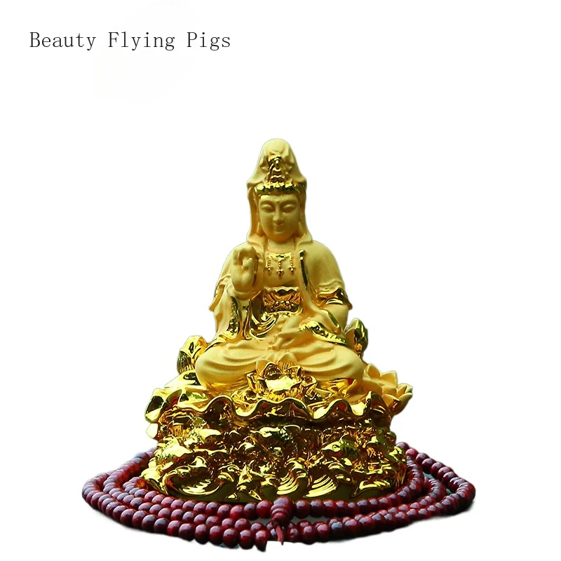 

High grade new resin lotus flower Guanyin Buddha statue car decoration car feng shui crafts Buddhism desk decoration