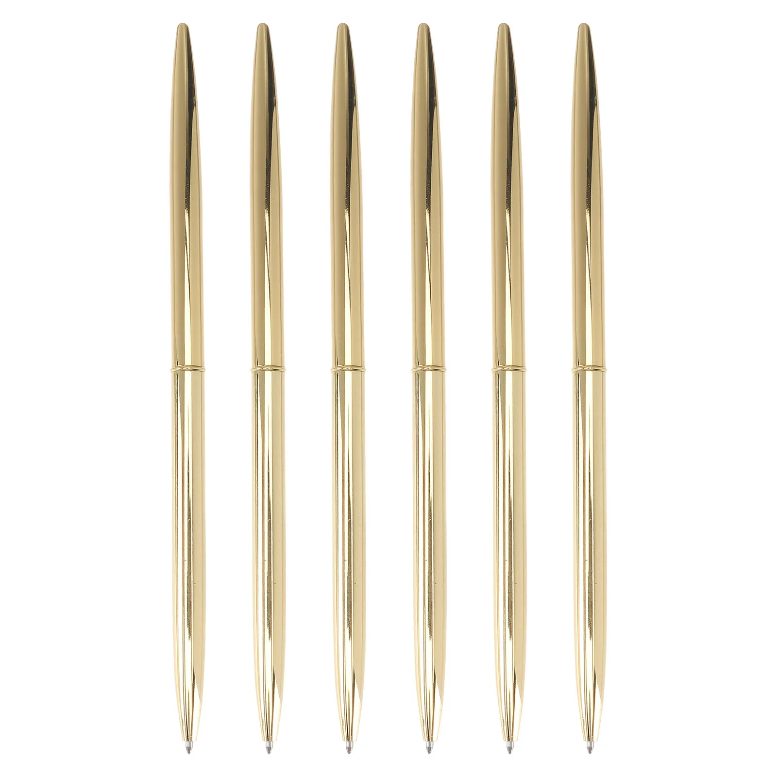 

6 Pcs Ball Point Pens Black Metal Ballpoint Refillable Ink Office Golden Hotel Bank
