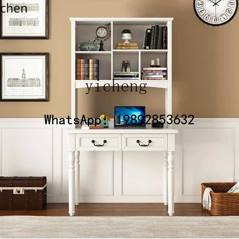 

American solid wood desk bookshelf combination computer office study desk writing desk household