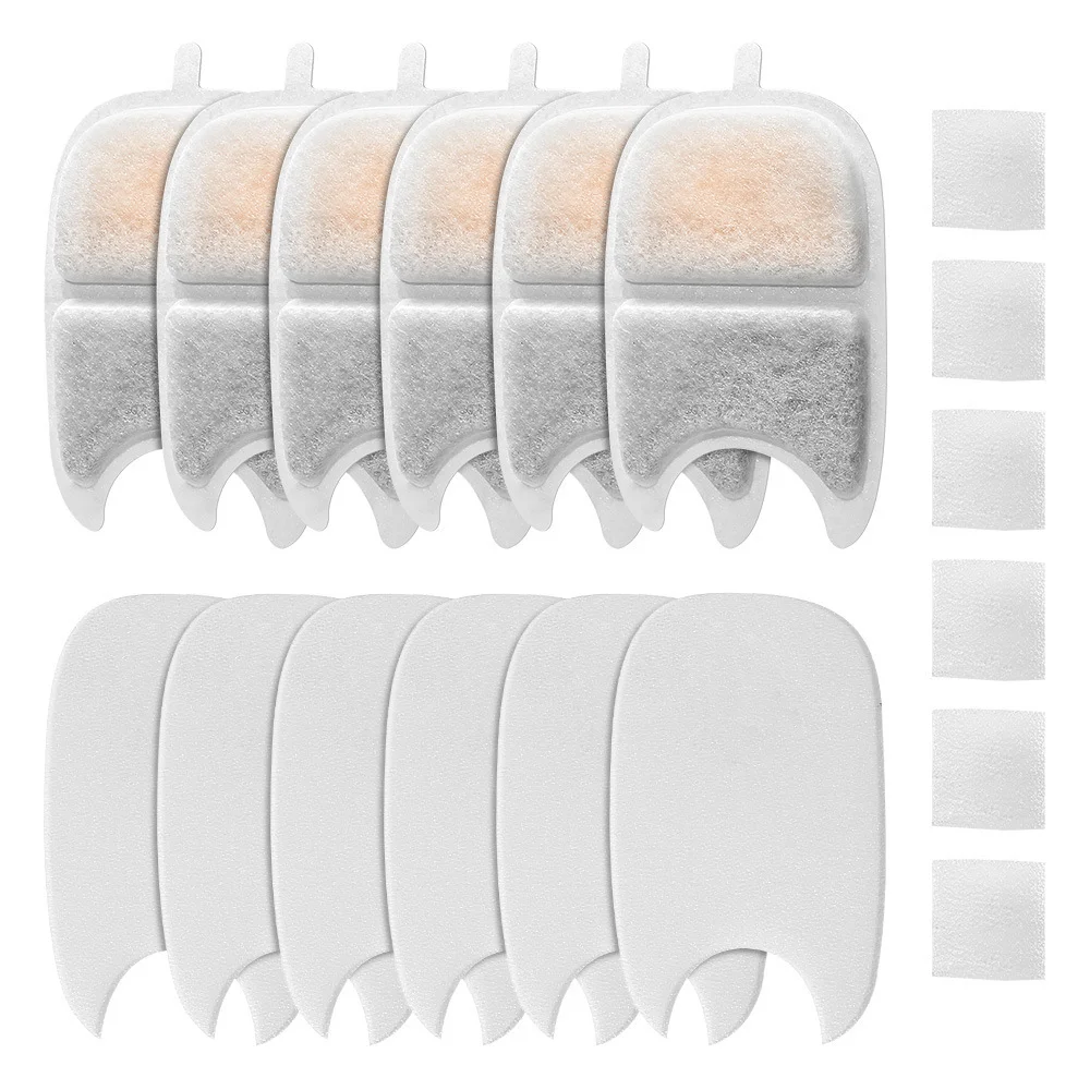 

6/12 Pack Pet Water Fountain Filters with Sponges for 4L Wireless Stainless Steel Cat Drinking Dispenser Replacement Kits