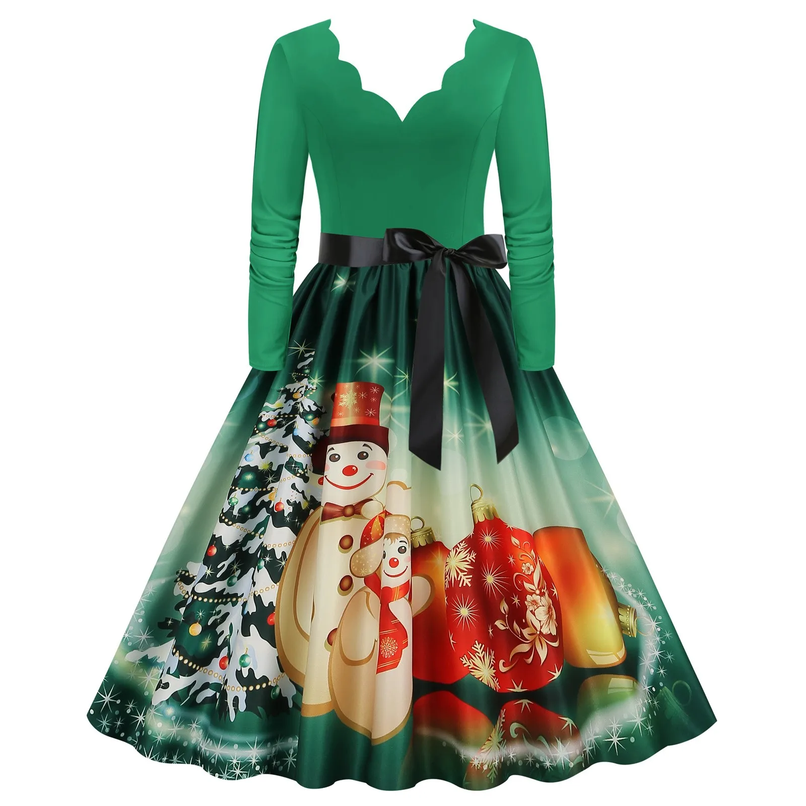 Printed Dress Long Sleeve Mid Length Skirt with 3d Pattern and Digital Printing in a Line Silhouette for Women Casual Dresses
