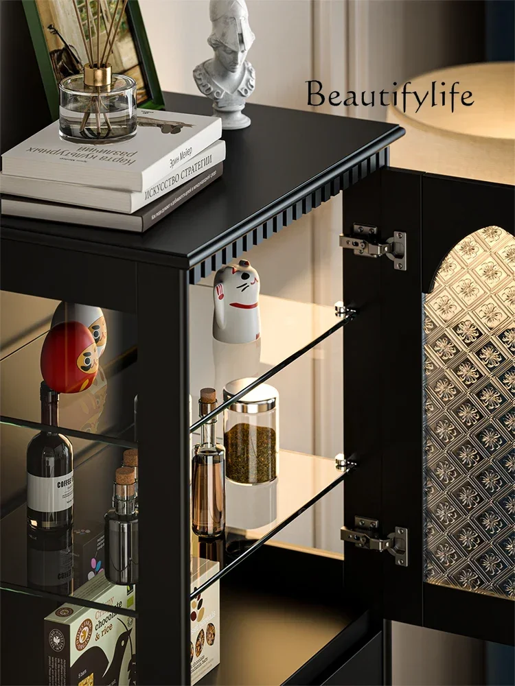 موفيلي per il soggiorno الفرنسية الرجعية الخشب الصلب الطعام حافة باب زجاجي تخزين خزانة مشروبات غرفة المعيشة الطابق تخزين عرض ca