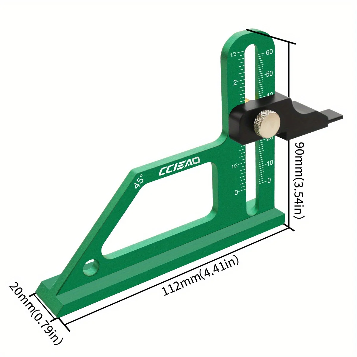 Aluminum Alloy Height Gauge 0-60mm Depth Gauge, Precision CNC Machined Height Measuring Tool for Table Saw Setting Up Gauge