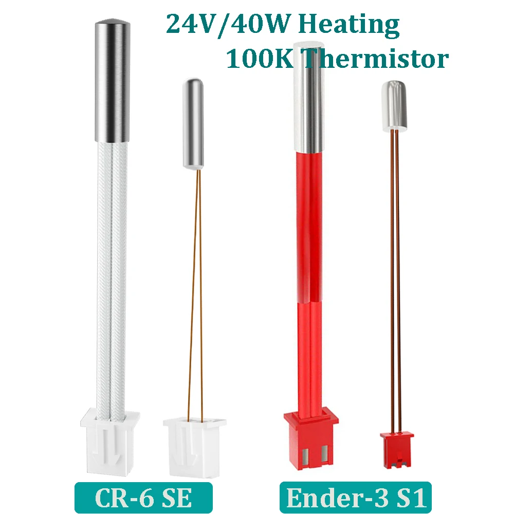 

24V 40W Cartridge Heater Ender 3 S1 CR6 SE Heating Rod 100K Thermistor Temperature Sensor 3D Printer Part For Ender-3 S1 CR-6 SE