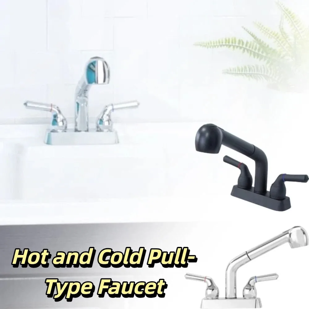 

Chrome Finish Utility Sink Faucet Non-Metallic ABS Plastic Pull Out Sprayer Shop Sink Faucet Center Set 4 Inch Centerset