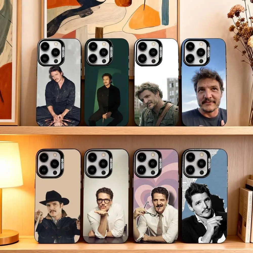 

P-Pedro-O P-Pascal Phone Case For iPhone17,16,15,14,13,12,11 Plus,Pro Max Black Candy silver phone case