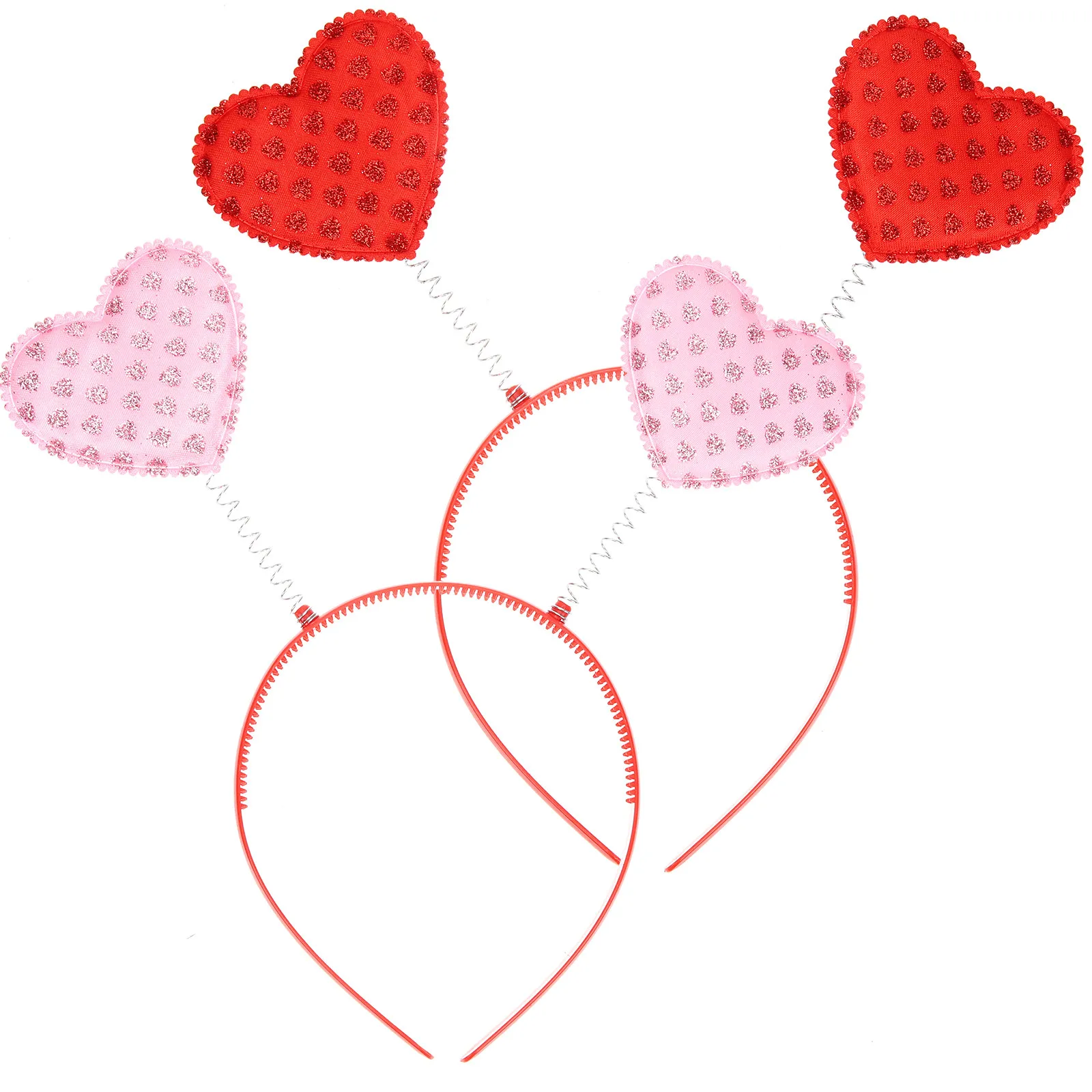 

2Pcs Heart Headbands Valentines Day Accessory Lightweight Red Hairband Romantic Party Props Cupid Hair Accessory Women Valentine
