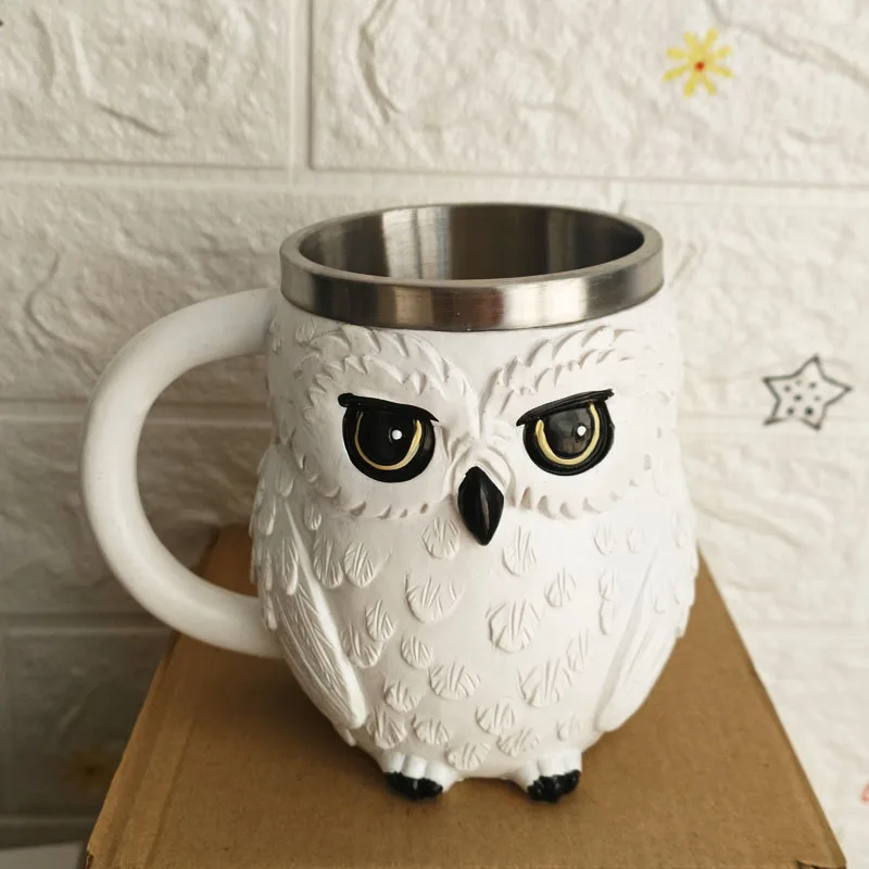 Creative 3D Coffee Owl Mugs Funny Cartoon Animal Espresso Tea Water Cup  Original Stainless Steel Resin Mug Best Gifts - AliExpress 15
