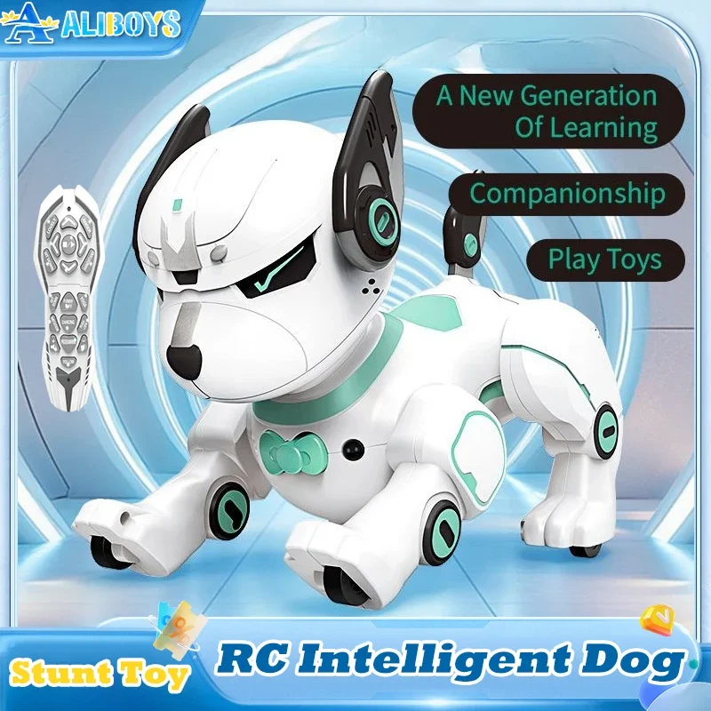 RC Robot Dog Electric Remote Control Stunt Dog Intelligent Voice Command Walking Dancing Puppy Interactive Toy Kid Birthday Gift