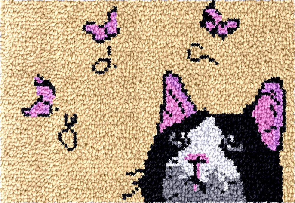 Cat and Butterfly latch hook kits Knot Carpet embroidery set smyrna plastic canvas tapestry tinkering diy rugs mat bag making