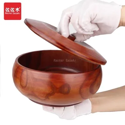 Japan Style Zaka Wooden Bowl with Cover Tableware Big Size for Rice Soup Fine Dinnerware Suit Eco-friendly