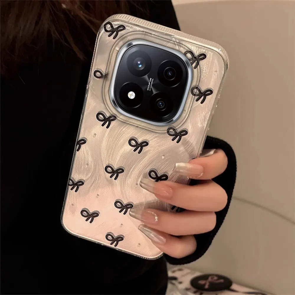 Luxuriöse Laser-Silber Schleifenknoten-Hülle für Redmi Note 14 13 12 11 10 Pro Plus 4G 5G 10S 11S 12S 14S 13R A5 A3 A3X A1 A2 14C 13C Funda