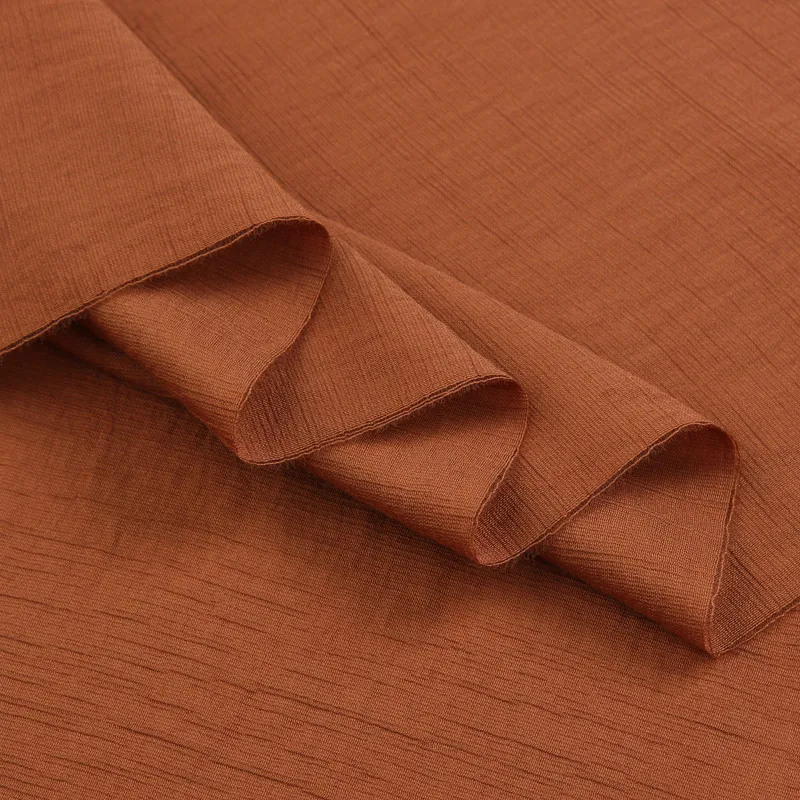 Caramel Fine Crinkled Textured Fabric Premium Lightweight Early Autumn for Fashion Summer Dress Shirt DIY Sewing Accessories