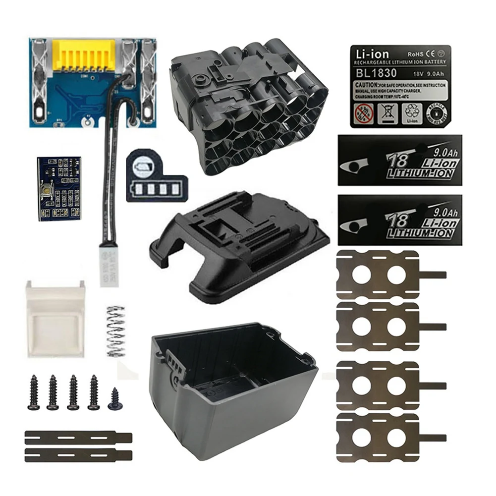 

DIY BL1890 Battery Case PCB Charging Protection Board Shell Box for Makita 18V BL1860 9.0Ah with LED Battery Indicator