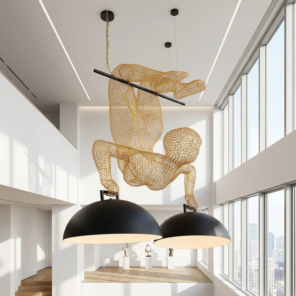 Modern chandeliers Hotel lobbies and villas Easy installation Factory custom wrought iron lampshade Human body chandelier