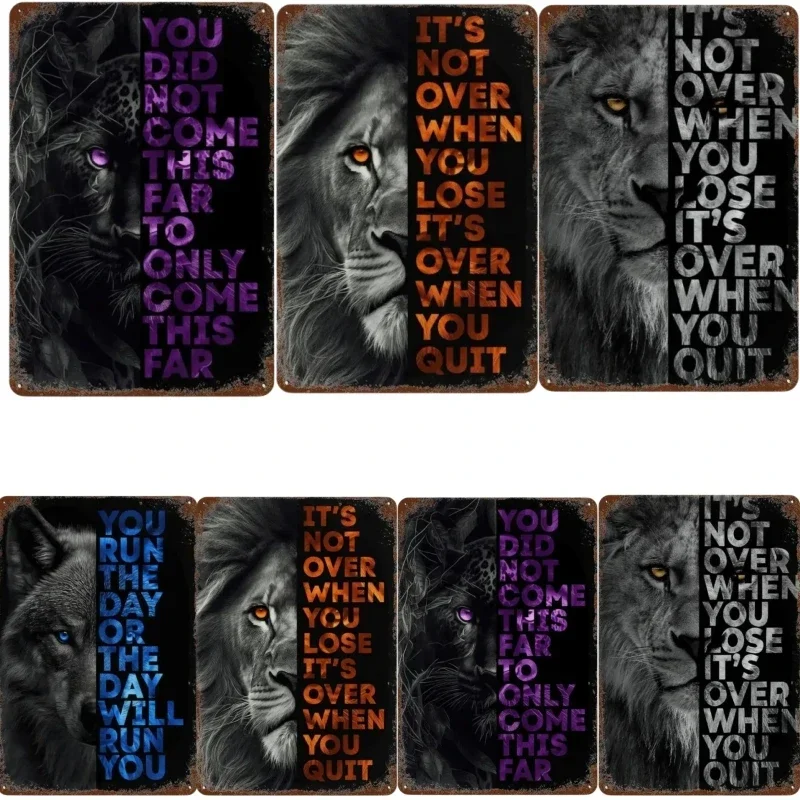 Modern Wild Lion Letter Motivational Quote Wall Art Poster and Prints Aesthetics Pictures Metal Signs for Living Room