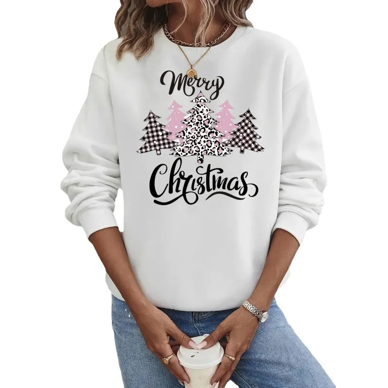 Crew-neck Hoodie United States Christmas Long-sleeved Hot Christmas Tree Letters Casual Sweatshirts Sweatshirt  Tops Sweatshirt