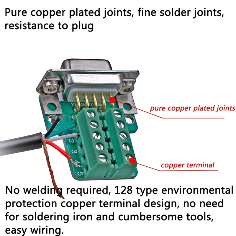 4PCS DB9 Female Breakout Connector,DB9 Solderless RS232 D-SUB Serial To 9-Pin Port Terminal Adapter Connector
