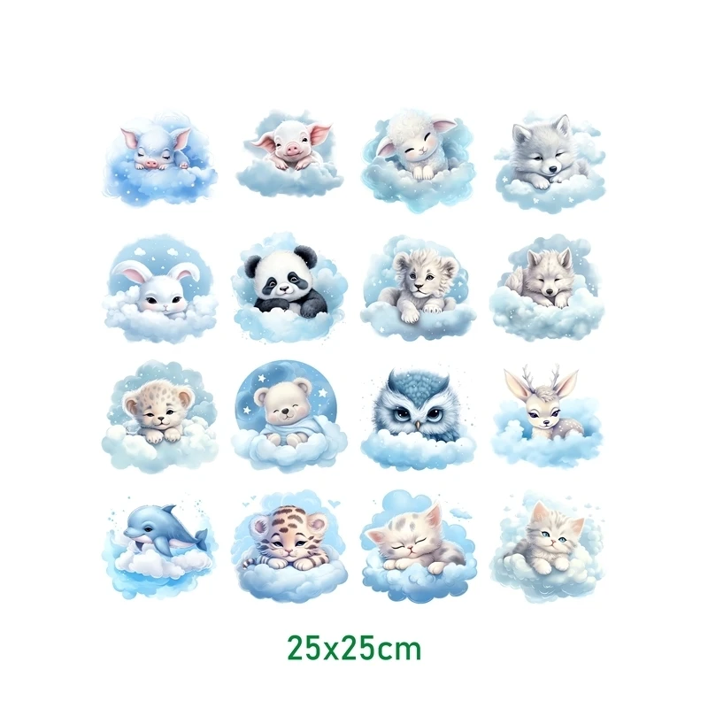 25x25 سنتيمتر سحابة الحيوان الفطر الحديد على ملصقات نقل الحرارة DTF الحديد على نقل بقع للأطفال الكبار الملابس عشرة #4