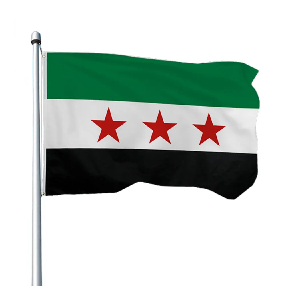 Hanging Banner Polyester Flag of Syria Revolution Syrian Arab Republic Three Red Star Syria Flag for Home Decoration Flags