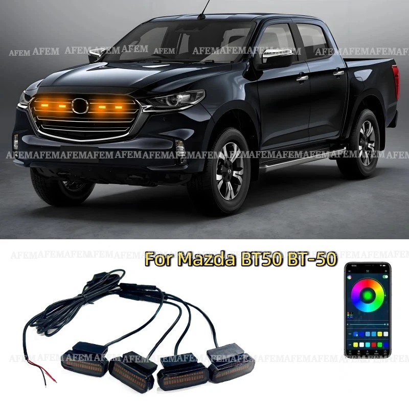 LED Front Grille Light For Mazda BT50 BT-50 Car Daytime Running Light Wheel Eyebrow Lamp For Pickup 12V