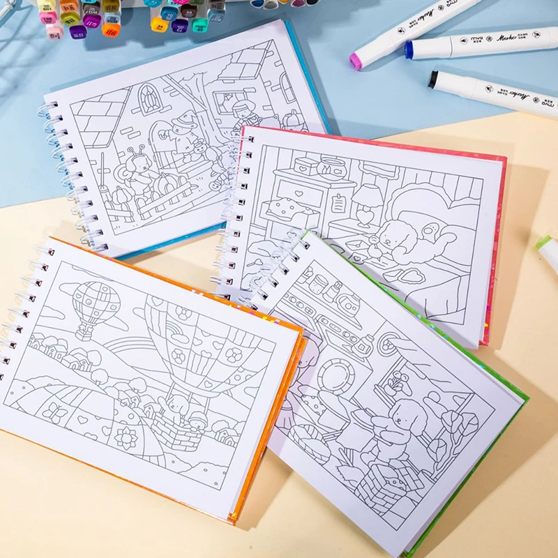 1 шт., книжка-раскраска с милыми животными, детская книга-раскраска с изображением животных, граффити, товары для бобби, книга-раскраска, подарки для студентов