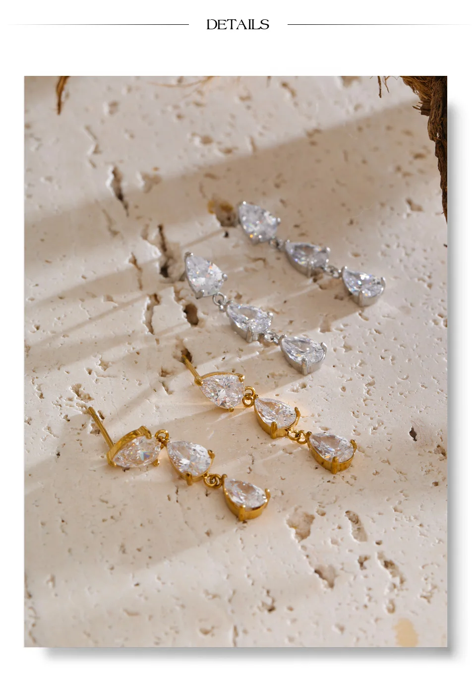 Yhpup Edelstahl AAA Zirkonia Kurze Exquisite Tropfenohrringe Luxus Trendige Fantasie Glänzender Wasserfester Schmuck Geschenk PVD – Detail 8