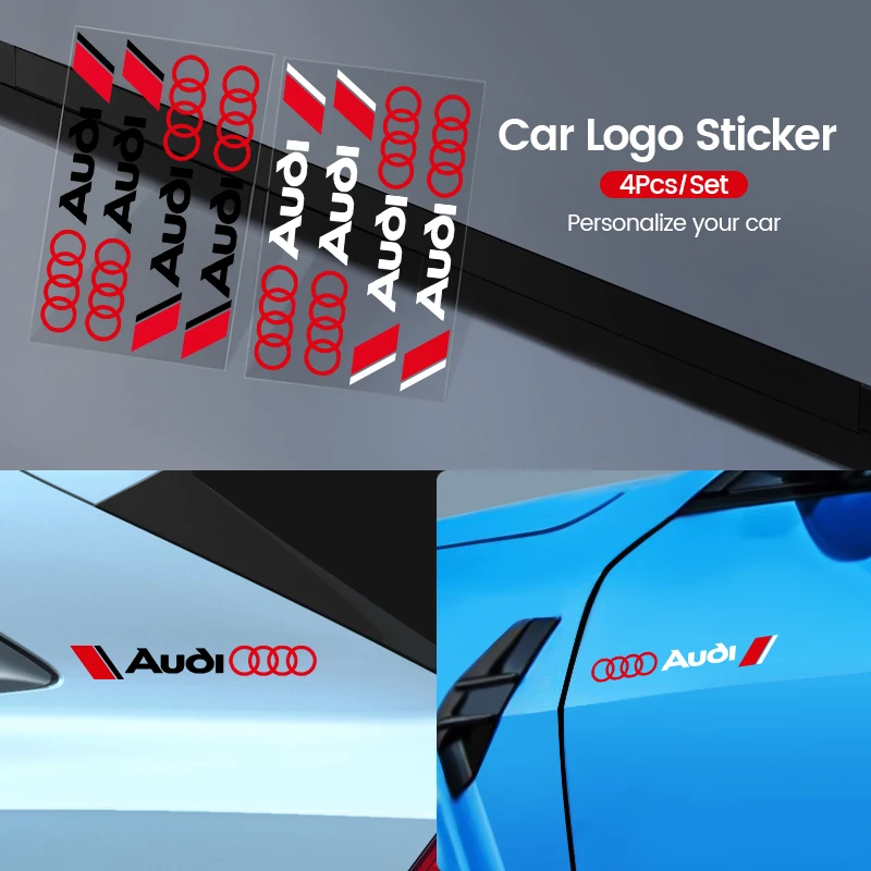 4PCS Car Door Handle Sline Badge Decoration Sticker Auto Applique Accessories For Audi Sline RS A1 A2 A3 A4 A5 A6 A7 A8 B8 Q3 Q5