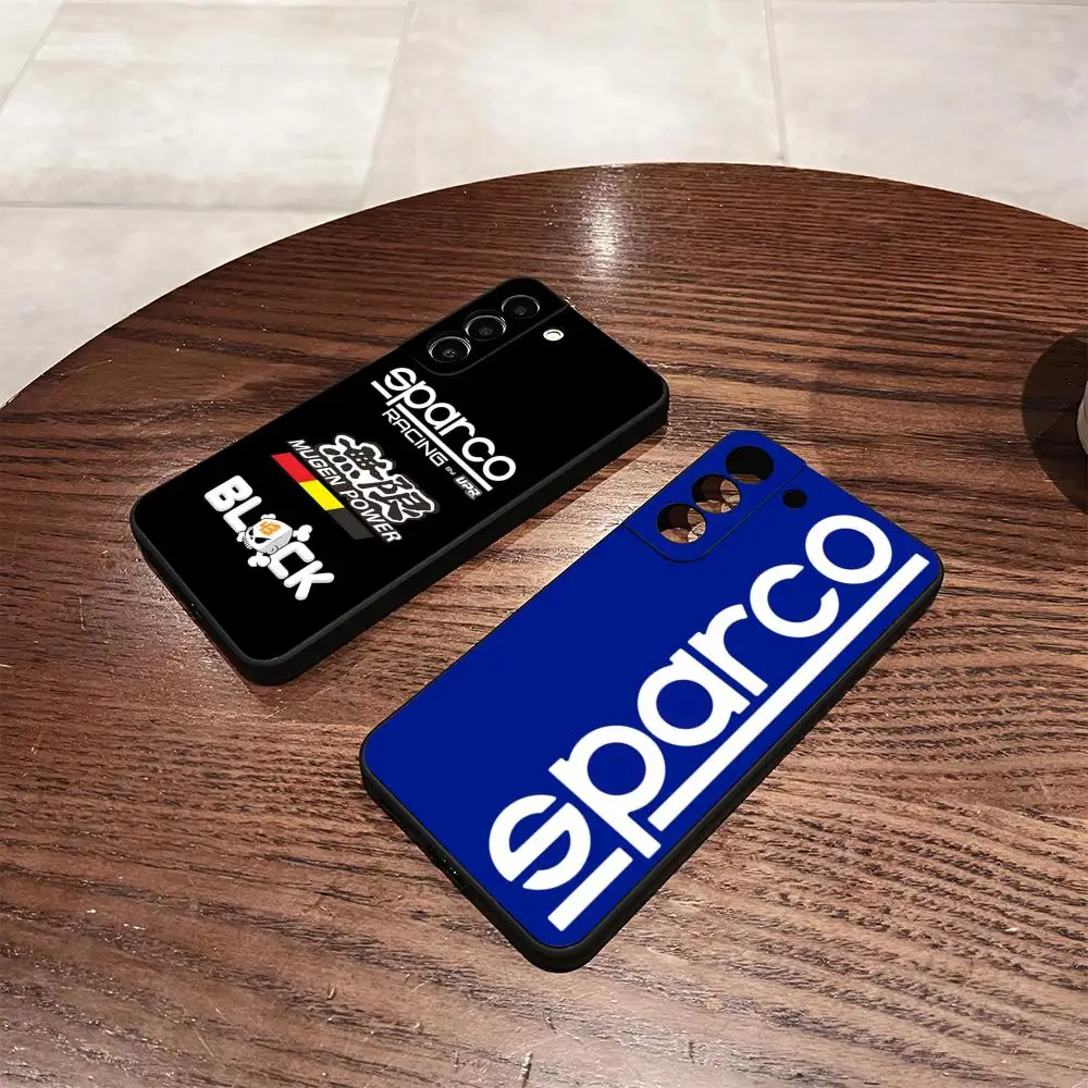 S-Sparcos Logo Handyhülle für Samsung S25 S24 FE S23 S22 S21 Plus S20 Ultra Note20Ultra Schwarz Soft Shell