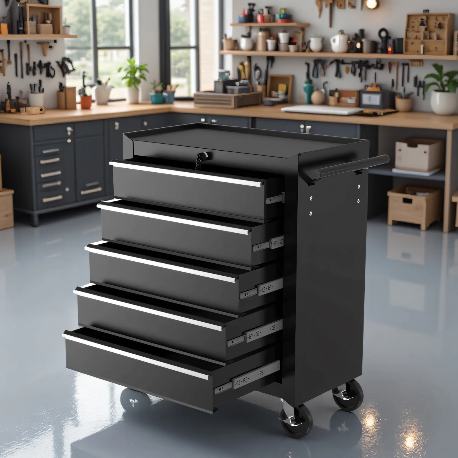 

Шкаф для инструментов с 5 ящиками, ящик для инструментов, органайзер для инструментов на колесах с гаечным ключом, отвертка, запираемый шкаф для инструментов для мастерской, гаража