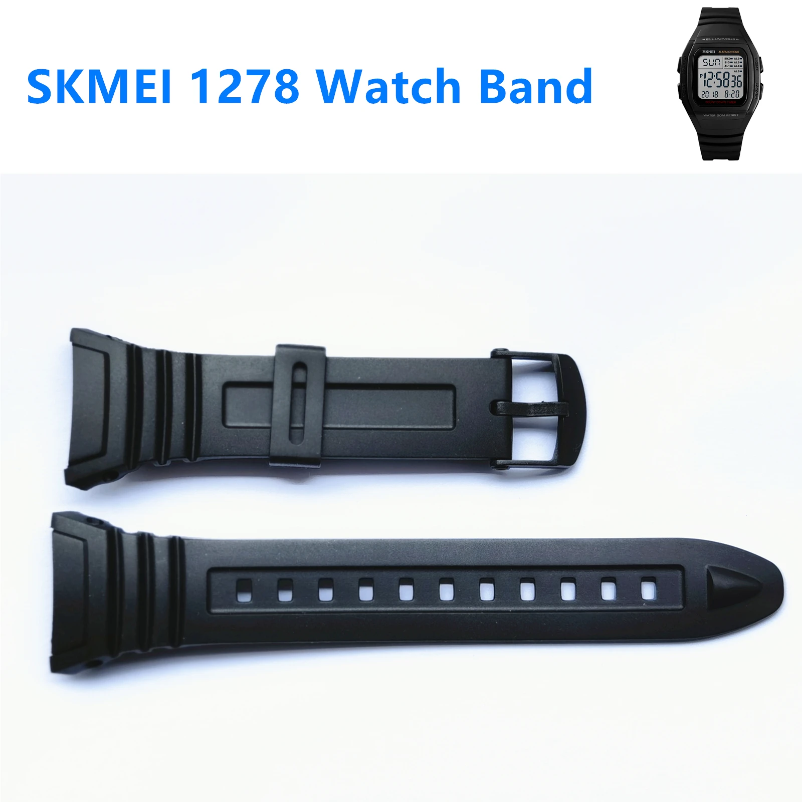 

1 Set Sports WatchBand Accessories for Skmei 1278 Plastic Wristband Adjustable Replacement Watch Strap Band