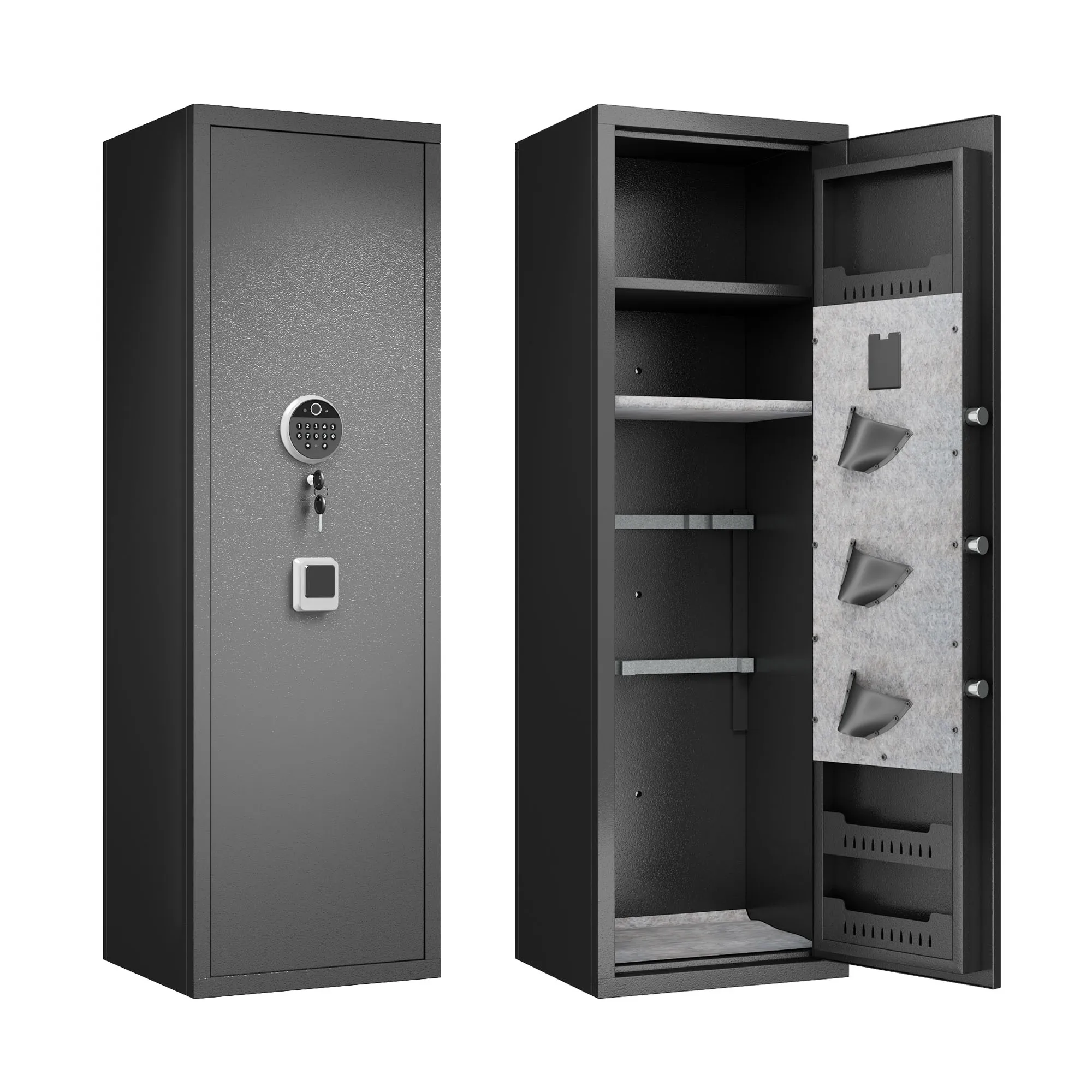 Gun Safes For Home Rifle And Pistols, Fingerprint Electronic Safe With Quick Access, Detachable Partition, No Assembly Required