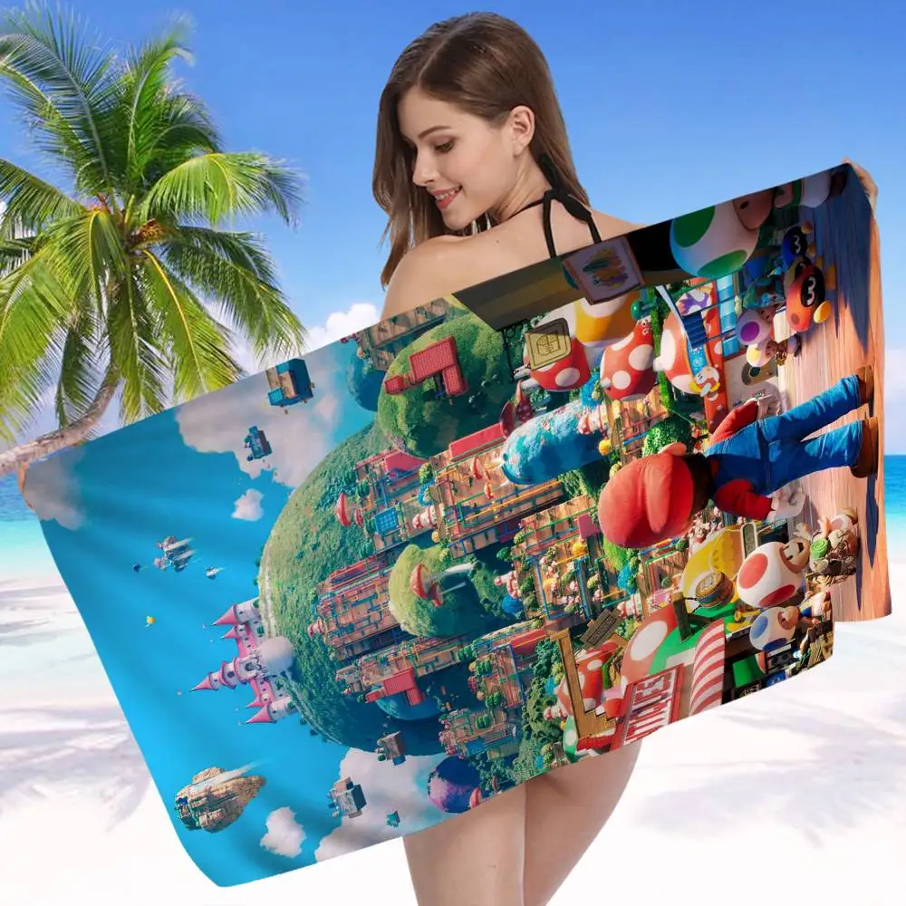 S-Super Marios Bros Microfiber Blanket Quick Drying Beach Towels Oversized Printing Super Absorbent Pool Towel Blanket