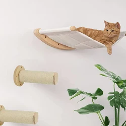 Cat Tree Wall Mounted Sisal Wear Resistant Durable Cat Climbing Post Kitten Hammock Pet Activity Rest Set Indoor Cat Furniture