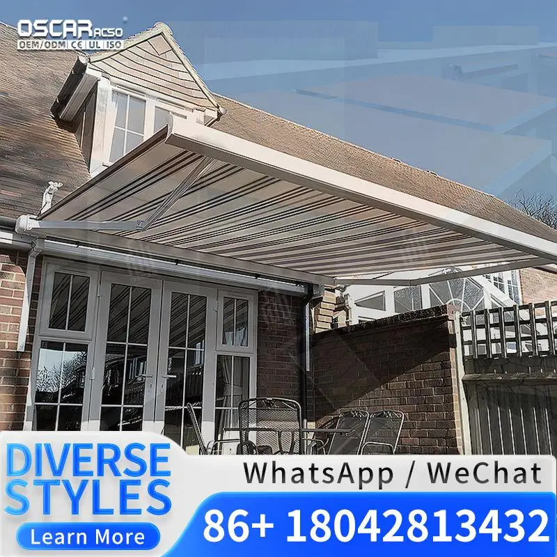 Custom Size Heavy Duty Retractable Outdoor Sunshade Motorized Sunroom Full Cassette PVC Sail for Patio in Yard and Terrace Retra