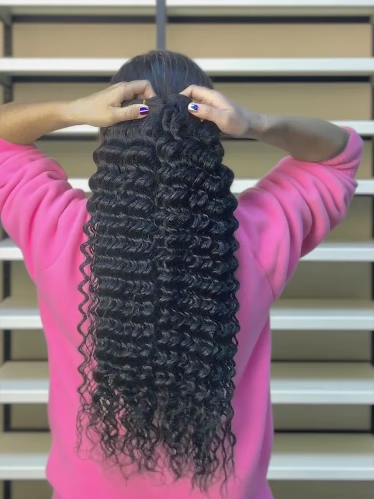 

Глубокая волна, 3 шт., пучки 100% человеческих волос Remy, 20-40 дюймов, перуанский натуральный черный волнистый пучок, пришивные наращивания быстрого плетения