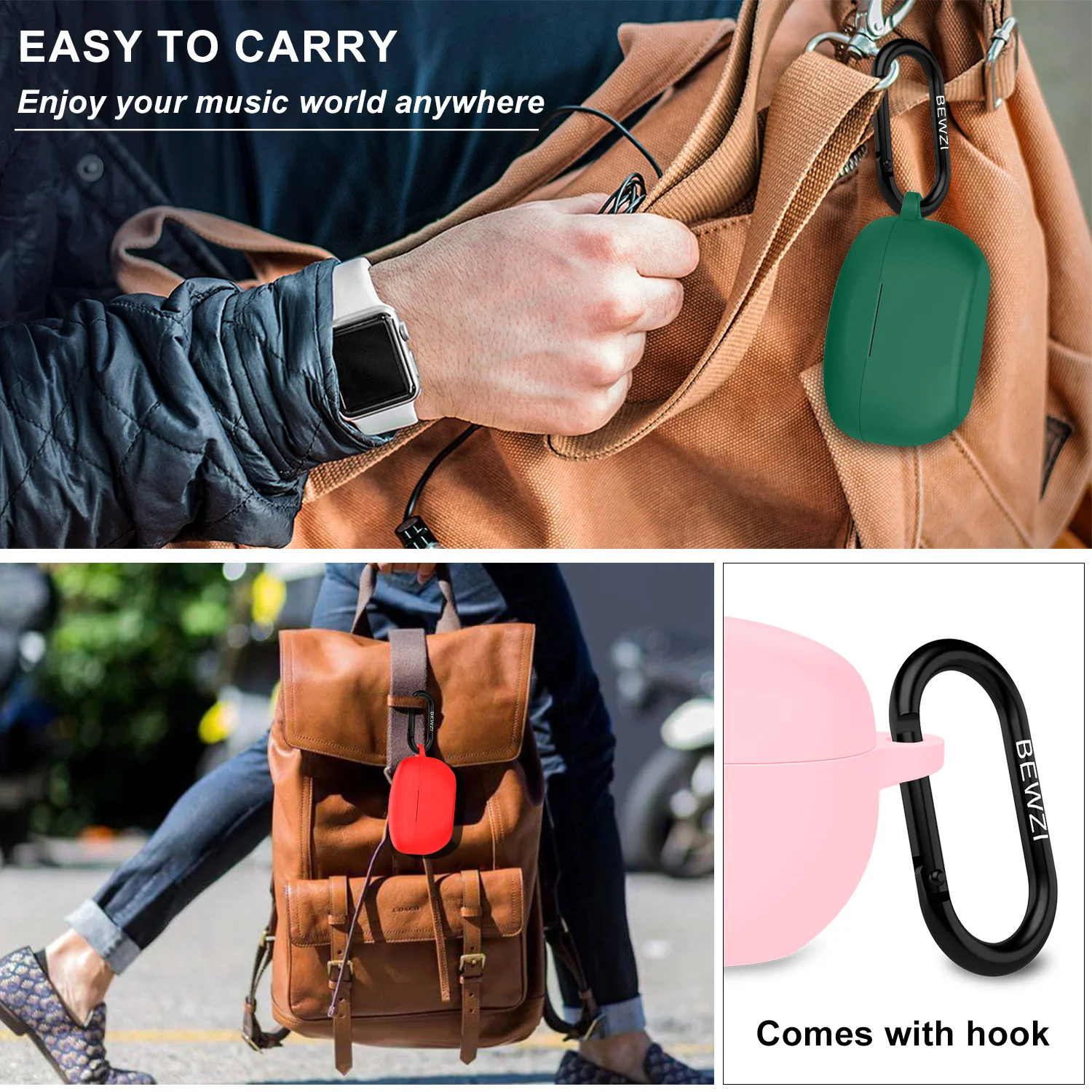 For Sony WF-1000XM5 Case Cover Smooth Surface Comfortable Soft Silicone Vogue Simple Style WF 1000xm5  Protective Case with Hook